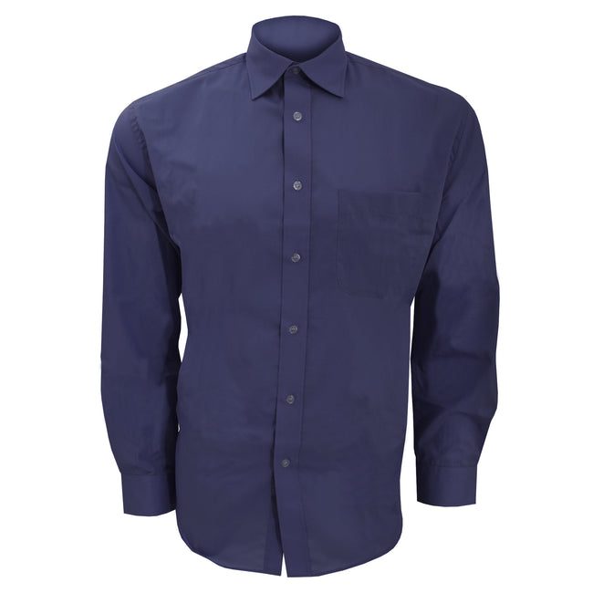 Dark Navy - Front - Kustom Kit Mens Long Sleeve Business Shirt