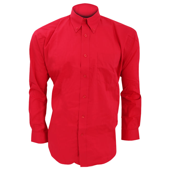 Red - Front - Kustom Kit Mens Long Sleeve Corporate Oxford Shirt