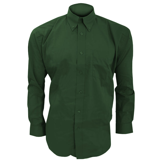 Bottle Green - Front - Kustom Kit Mens Long Sleeve Corporate Oxford Shirt