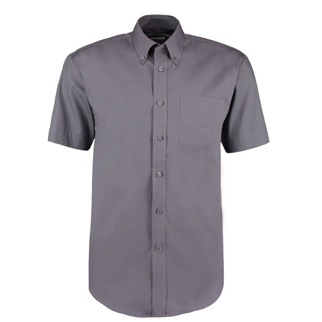 Charcoal - Front - Kustom Kit Mens Short Sleeve Corporate Oxford Shirt