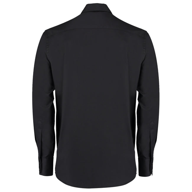 Black - Back - Kustom Kit Mens Tailored Fit Long Sleeved Business Shirt