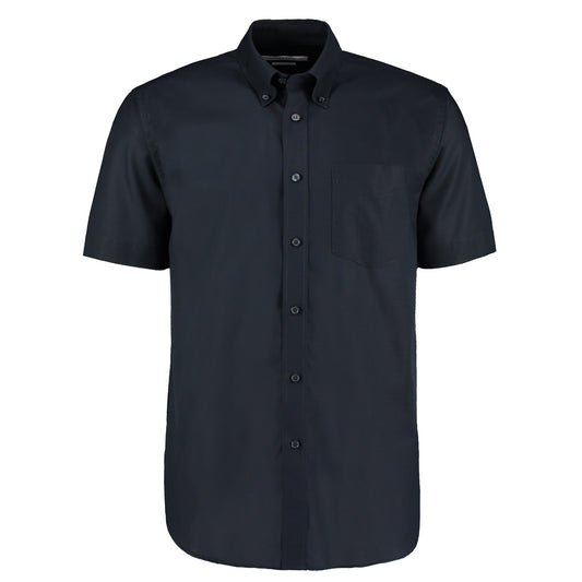 French Navy - Front - Kustom Kit Mens Workwear Oxford Short Sleeve Shirt