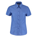 Italian Blue - Front - Kustom Kit Ladies Workwear Oxford Short Sleeve Shirt