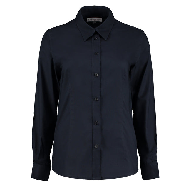 White - Lifestyle - Kustom Kit Ladies Workwear Oxford Long Sleeve Shirt