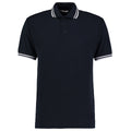 Navy-White - Front - Kustom Kit Mens Tipped Piqué Short Sleeve Polo Shirt