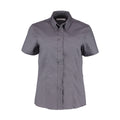 Charcoal - Front - Kustom Kit Ladies Corporate Oxford Short Sleeve Shirt