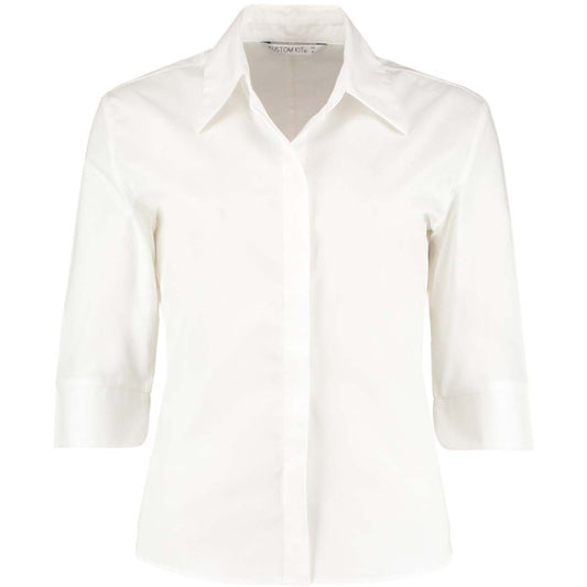 White - Front - Kustom Kit Ladies Continental 3-4 Length Sleeve Blouse
