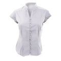 White - Front - Kustom Kit Ladies Continental Blouse Mandarin Collar Cap Sleeve
