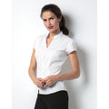 White - Side - Kustom Kit Ladies Continental Blouse Mandarin Collar Cap Sleeve