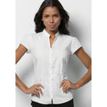 White - Lifestyle - Kustom Kit Ladies Continental Blouse Mandarin Collar Cap Sleeve