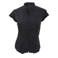 Black - Front - Kustom Kit Ladies Continental Blouse Mandarin Collar Cap Sleeve