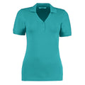 Turquoise - Front - Kustom Kit Ladies Sophia Comfortec® V-Neck Short Sleeve Polo Shirt