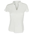 White - Front - Kustom Kit Ladies Corporate Short Sleeve V-Neck Mandarin Collar Top