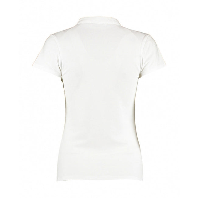 White - Back - Kustom Kit Ladies Corporate Short Sleeve V-Neck Mandarin Collar Top