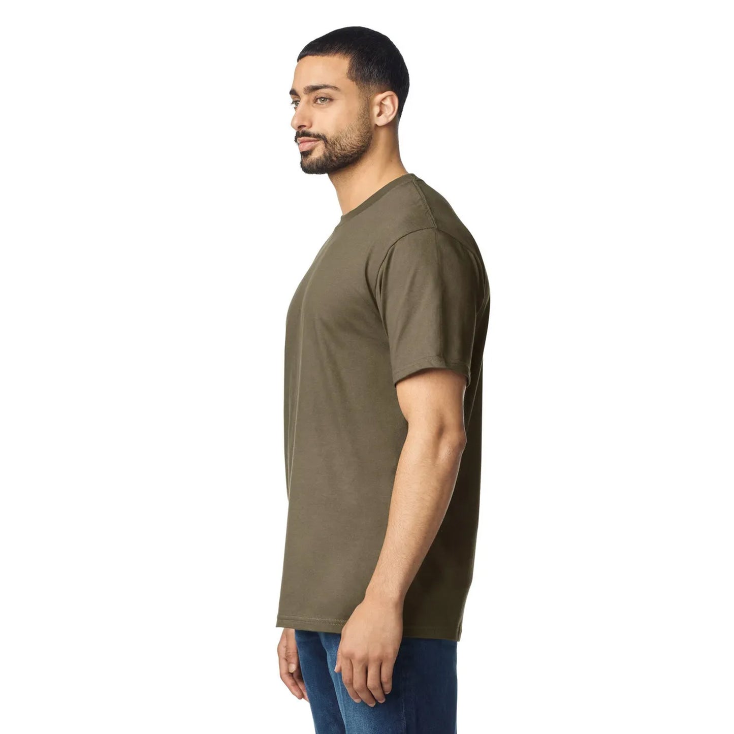 Olive - Side - Gildan Unisex Adult Plain T-Shirt