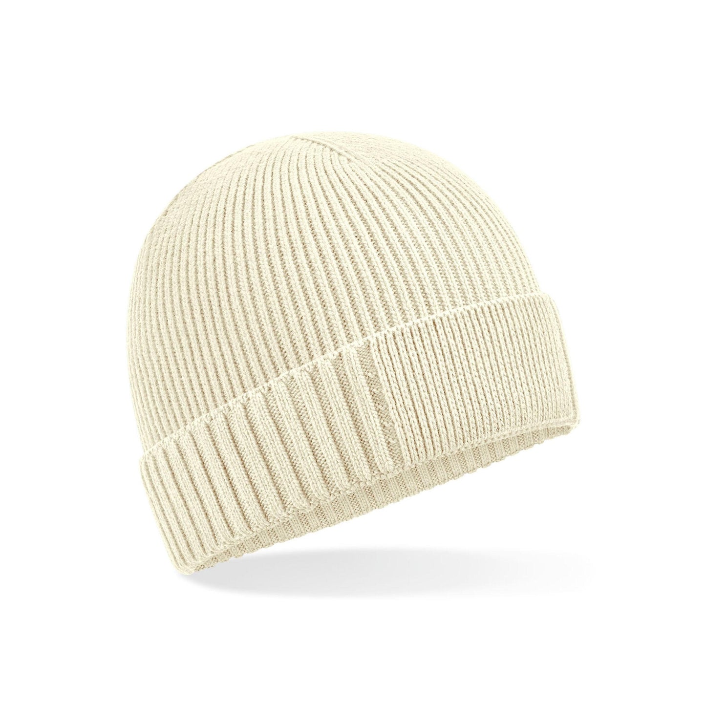 Sand - Back - Beechfield Unisex Adult Patch Organic Cotton Beanie