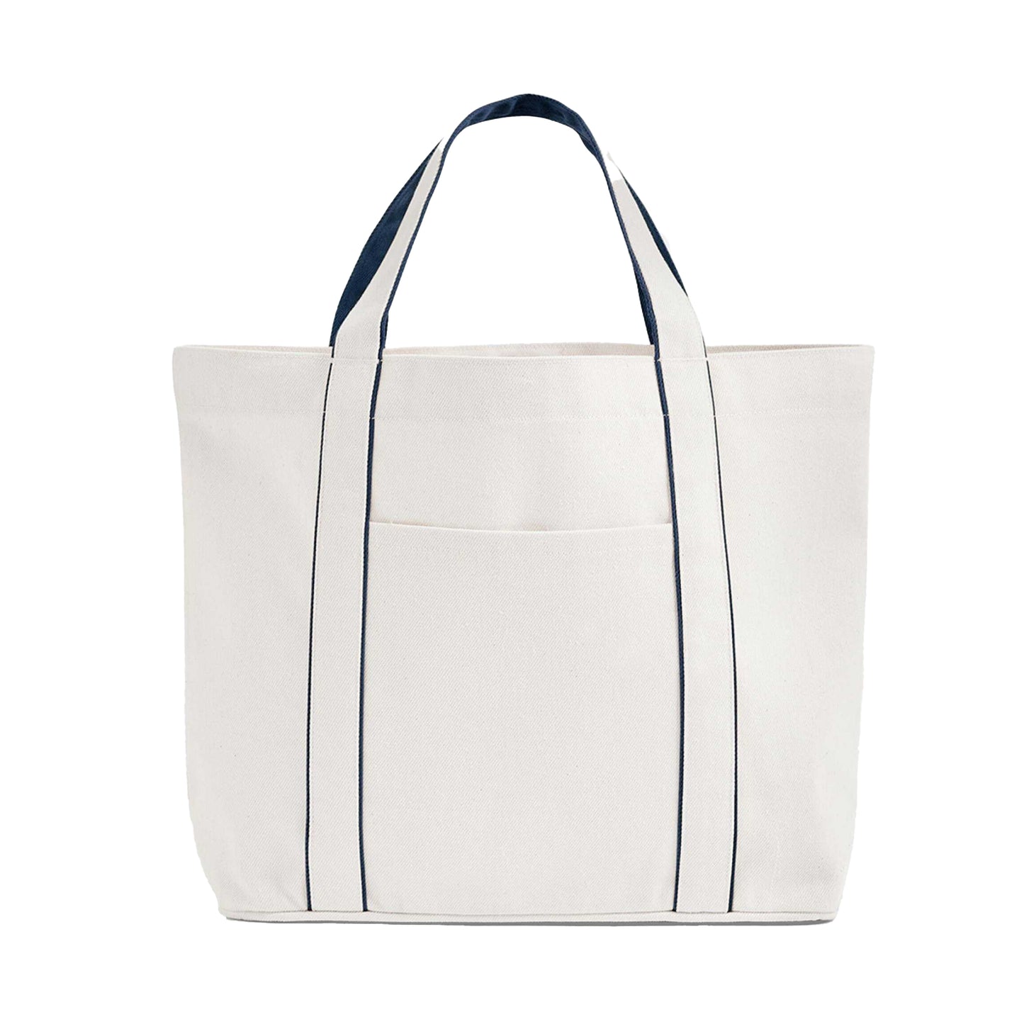 Soft White-French Navy - Back - Westford Mill Courtside Medium Tote Bag