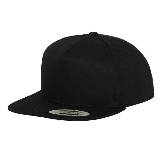 Black - Front - Flexfit 5 Panel Cotton Twill Snapback Cap
