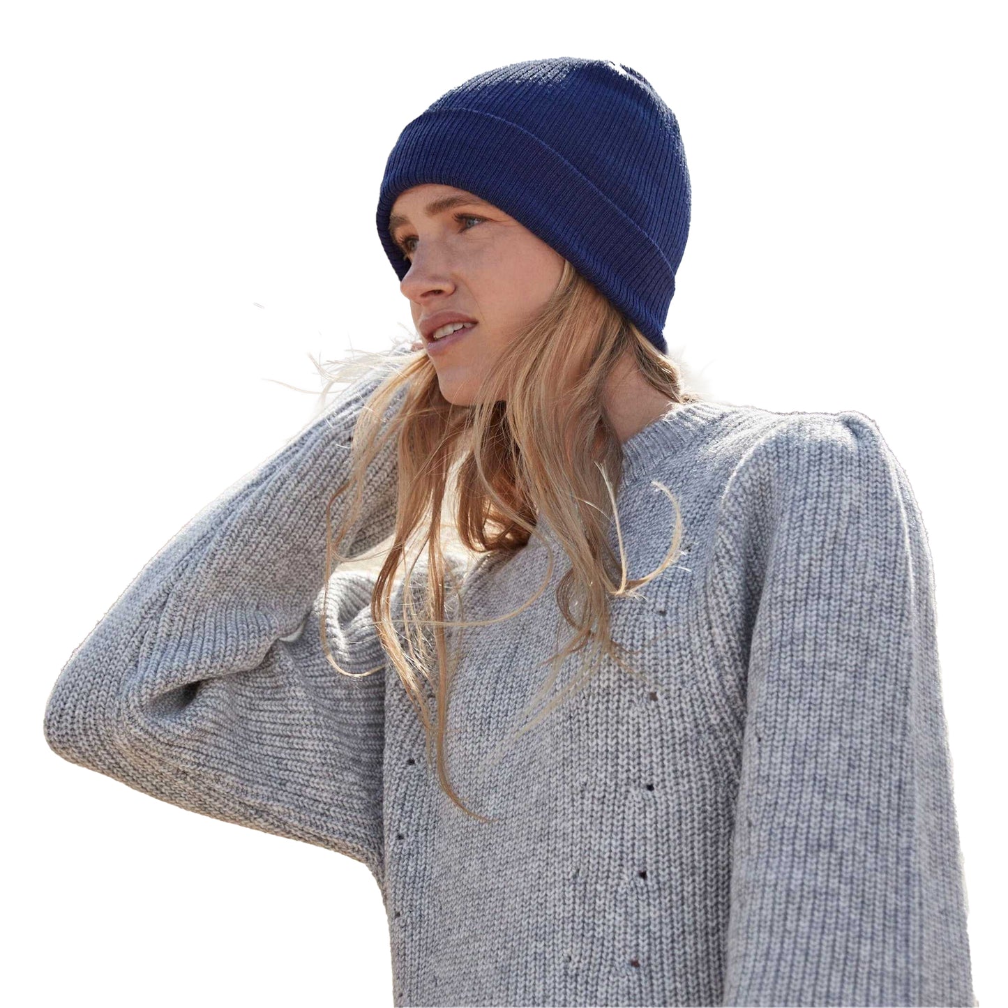 Oxford Navy - Side - Beechfield Unisex Adult Fine Knit Organic Beanie