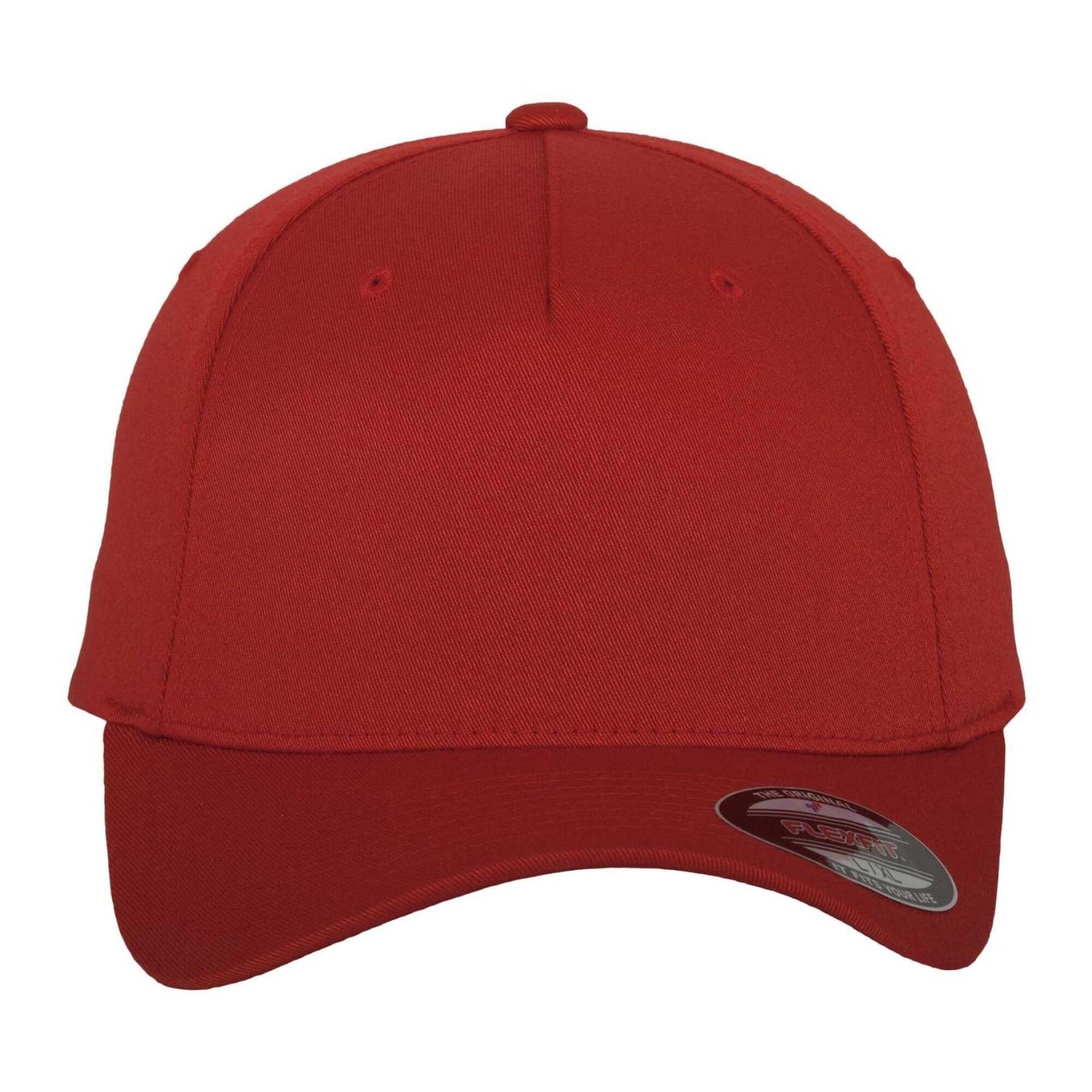 Red - Close up - Flexfit 5 Panel Baseball Cap