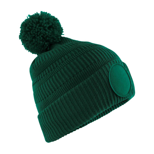 Bottle Green - Front - Beechfield Unisex Adult Fan Patch Beanie