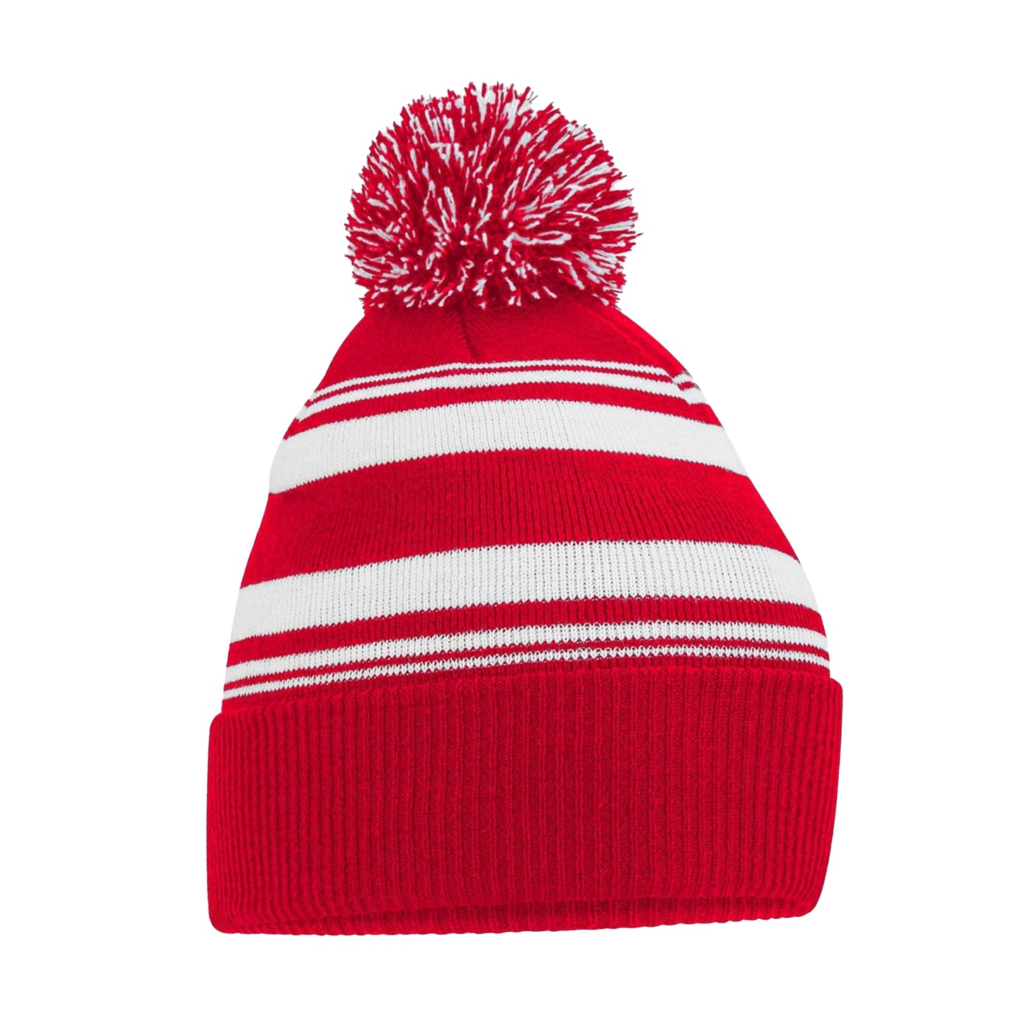 Classic Red-White - Back - Beechfield Unisex Adult Fan Striped Beanie