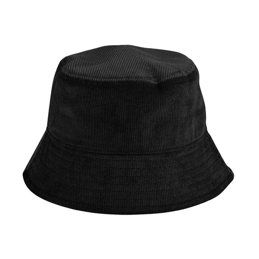 Black - Front - Beechfield Unisex Adult Organic Corded Bucket Hat