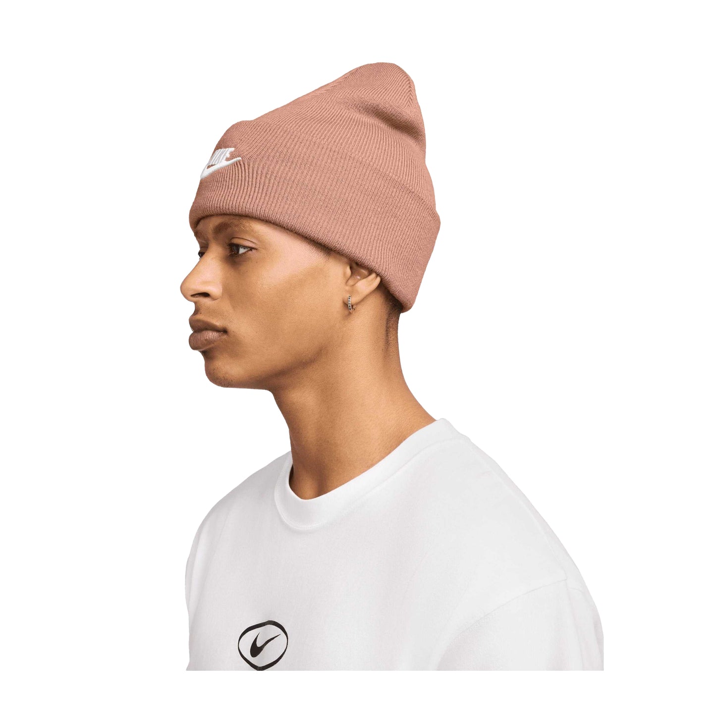 Rose Gold-White - Side - Nike Unisex Adult Futura Peak Beanie