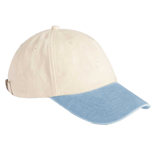 Natural-Vintage Light Blue - Front - Beechfield Unisex Adult Vintage Low Profile Baseball Cap