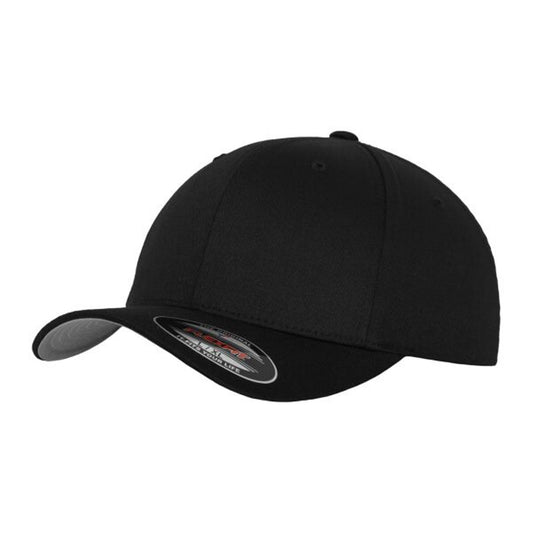 Black - Front - Flexfit Unisex Adult Wooly Combed Baseball Cap