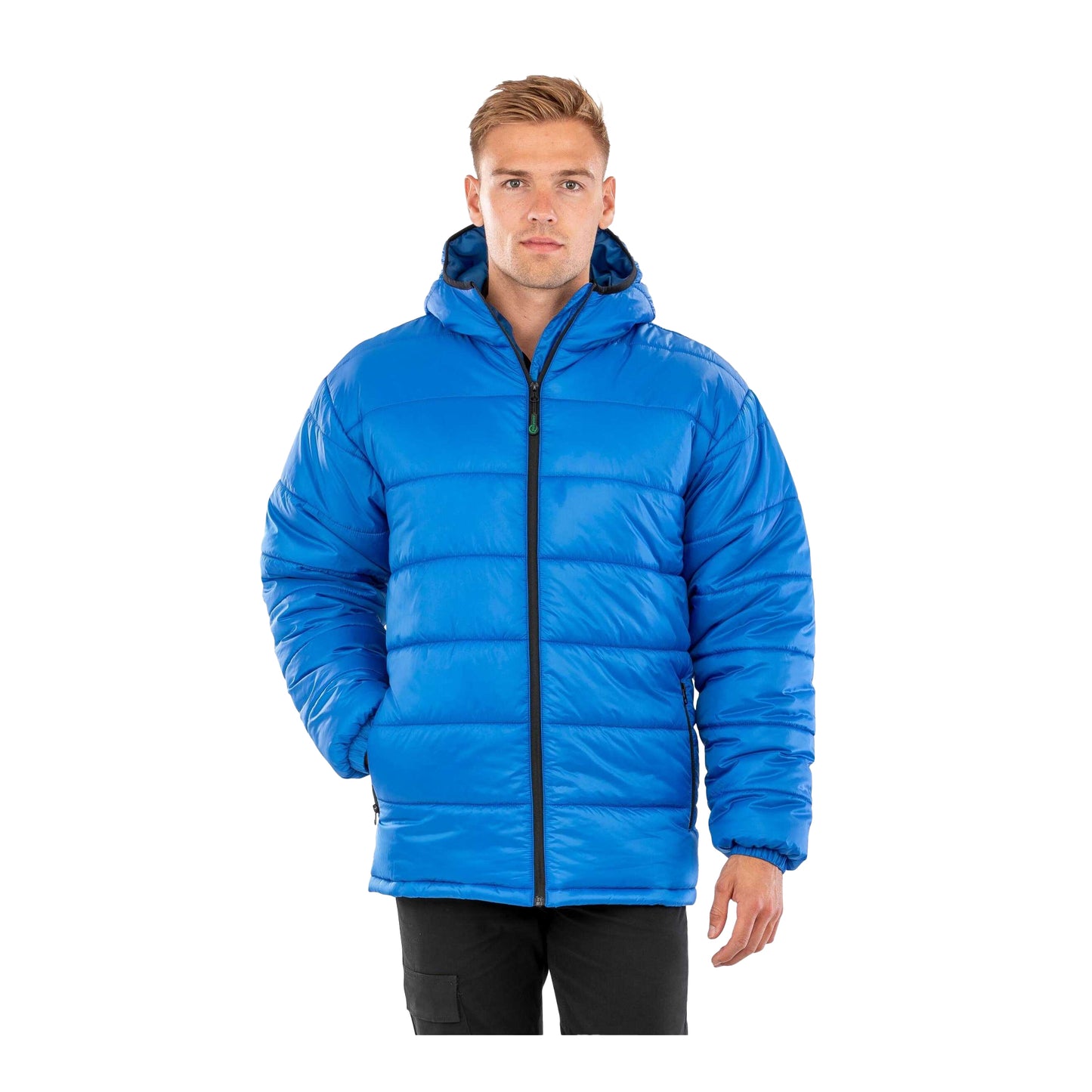 Royal Blue - Side - Result Recycled Unisex Adult Recycled Hooded Padded Jacket
