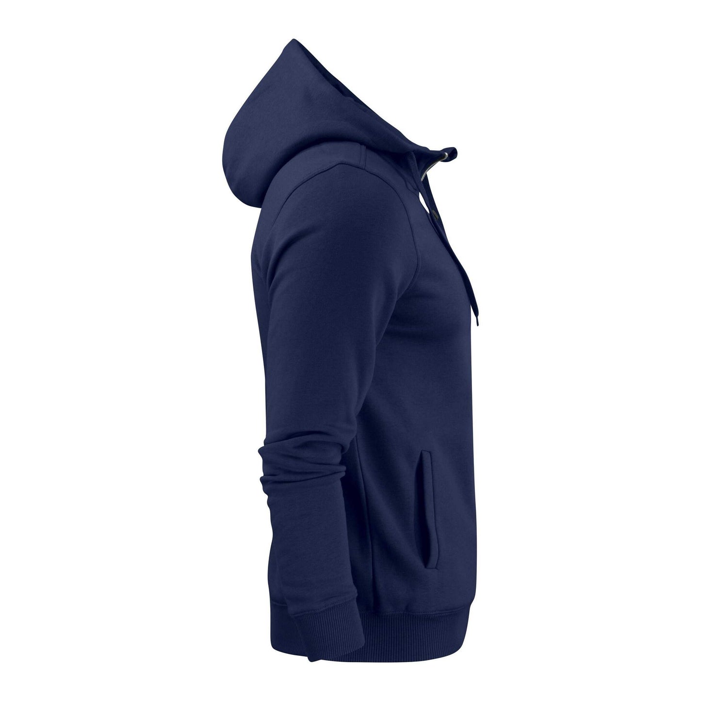 Dark Navy - Side - Printer Mens Plain Full Zip Hoodie