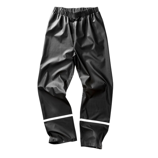Black - Front - Result Recycled Mens PU Reflective Tape Waterproof Trousers