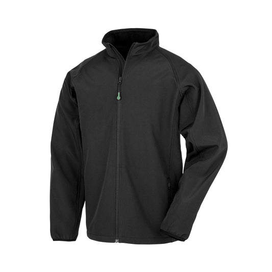 Black - Front - Result Recycled Childrens-Kids 2 Layer Printable Soft Shell Jacket