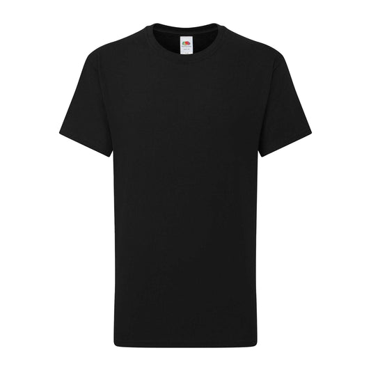 Black - Front - Fruit of the Loom Childrens-Kids Iconic 195 T-Shirt