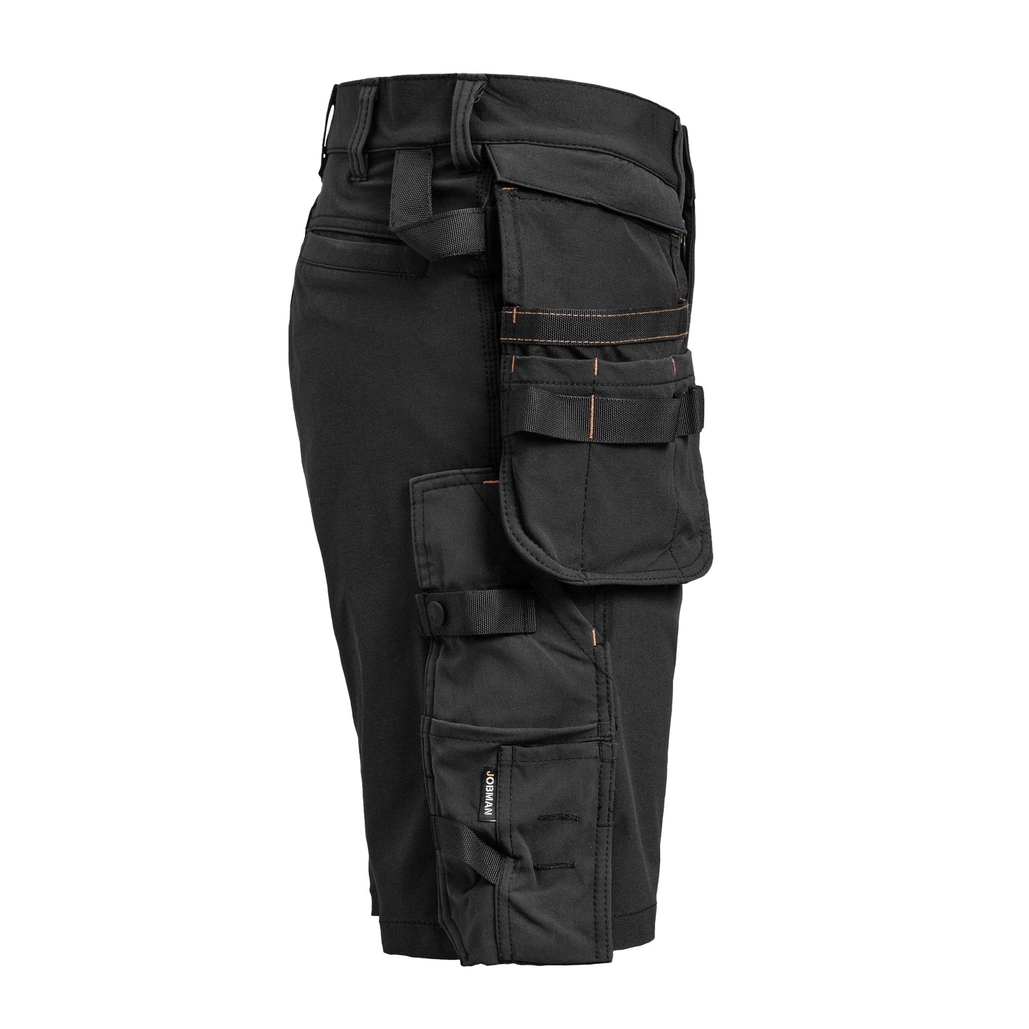 Black - Side - Jobman Mens Craftsman 4 Way Stretch Shorts