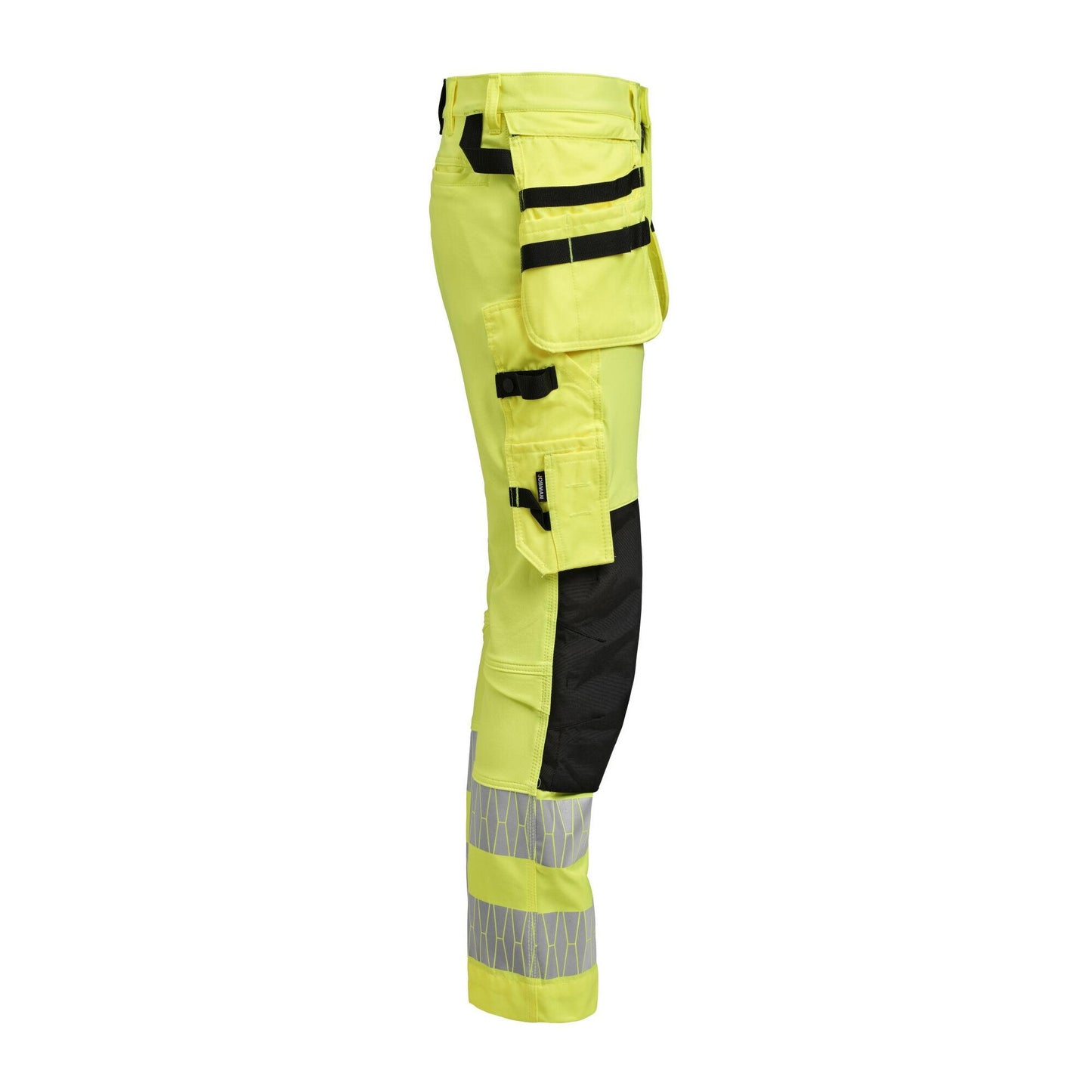 Yellow-Black - Side - Jobman Mens Craftsman Stretch Hi-Vis Trousers