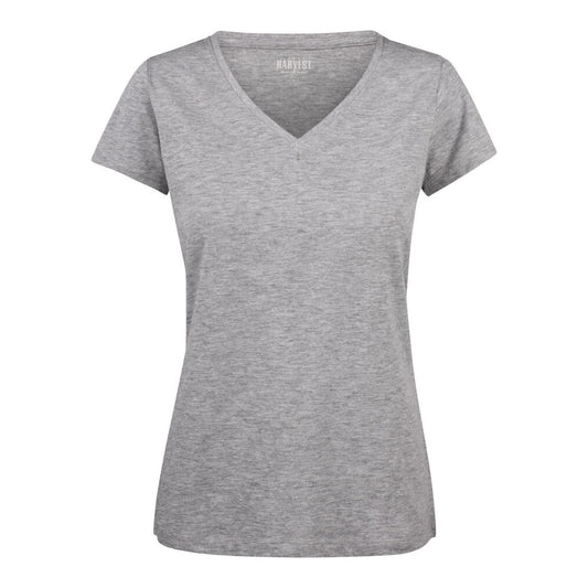 Grey Melange - Front - James Harvest Womens-Ladies Whailford V Neck T-Shirt