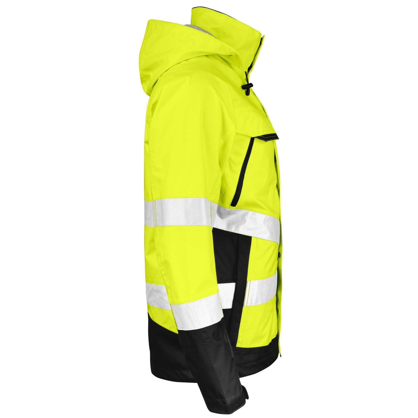 Yellow-Black - Side - Jobman Mens Shell Hi-Vis Jacket