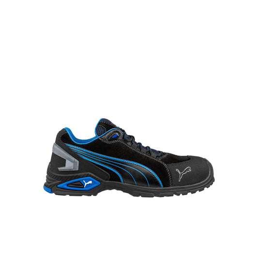 Black-Blue - Front - Puma Safety Mens Rio Leather Low Trainers