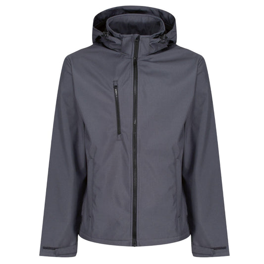 Seal Grey-Black - Front - Regatta Professional Mens Venturer Softshell 3 Layer Hooded Jacket