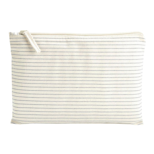 Grey - Front - Westford Mill Striped Organic Cotton Accessory Bag