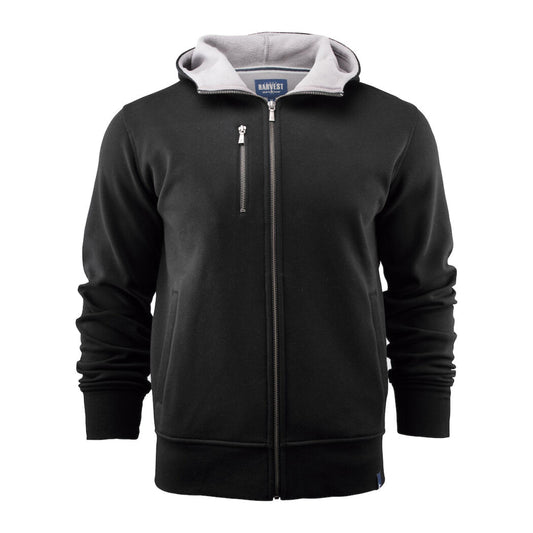 Black - Front - James Harvest Mens Full Zip Hoodie