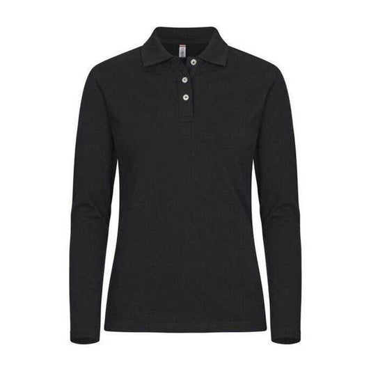 Black - Front - Clique Womens-Ladies Premium Stretch Long-Sleeved Polo Shirt