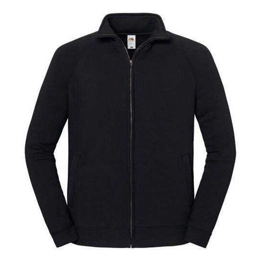Black - Front - Fruit of the Loom Mens Iconic Premium Classic Raglan Sweat Jacket