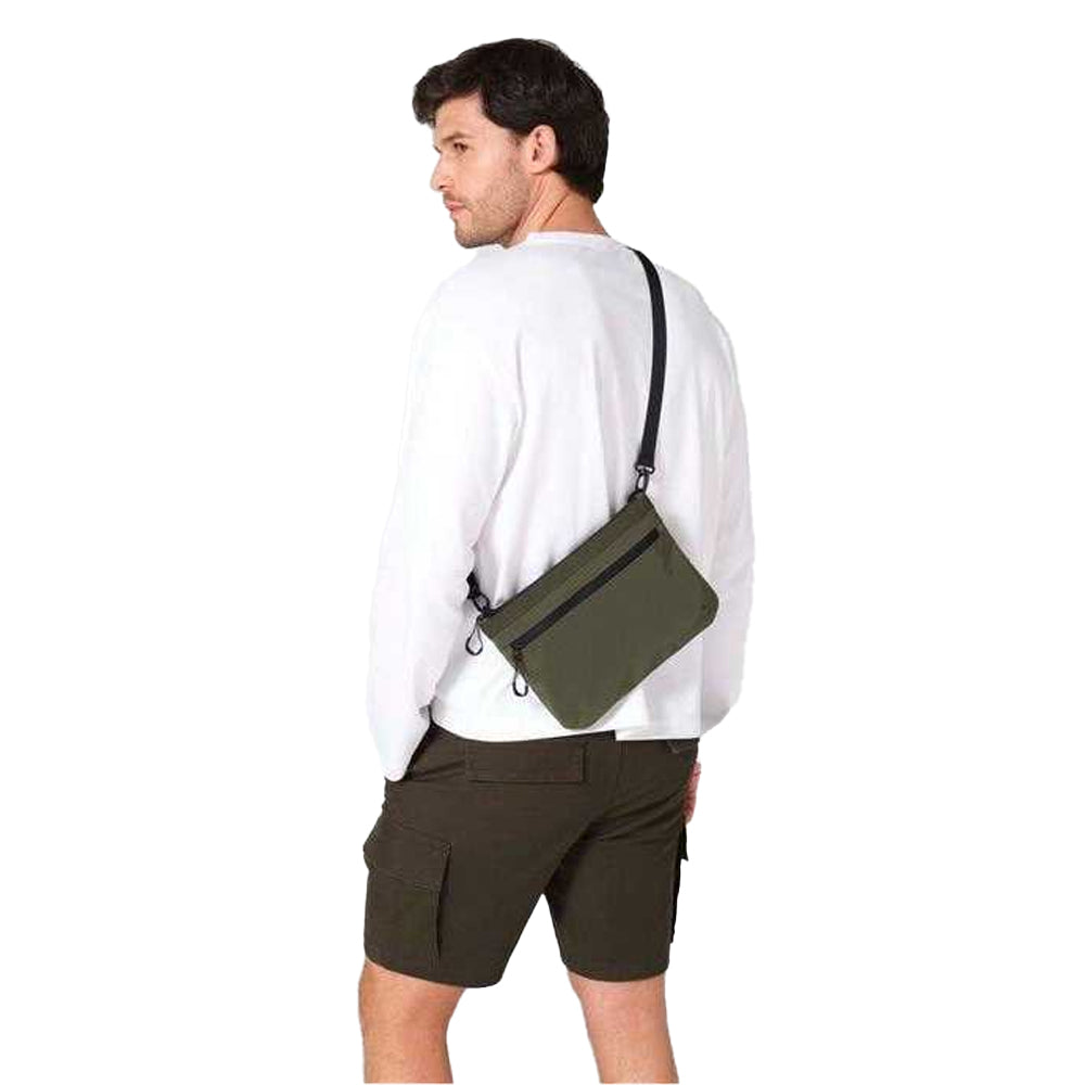 Olive Green - Side - Quadra UrbanShift Crossbody Bag