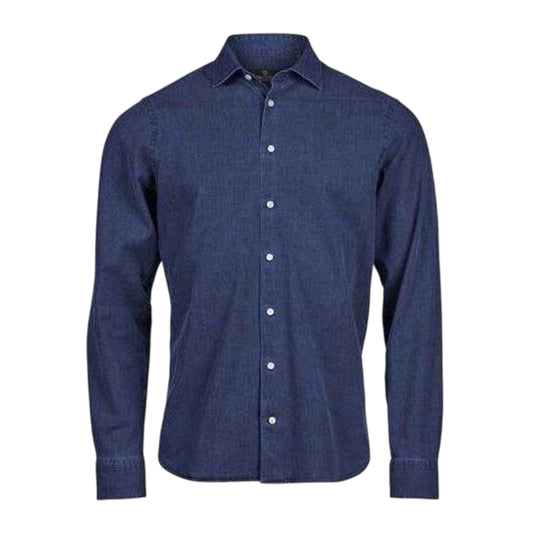 Blue Denim - Front - Tee Jays Mens Denim Shirt