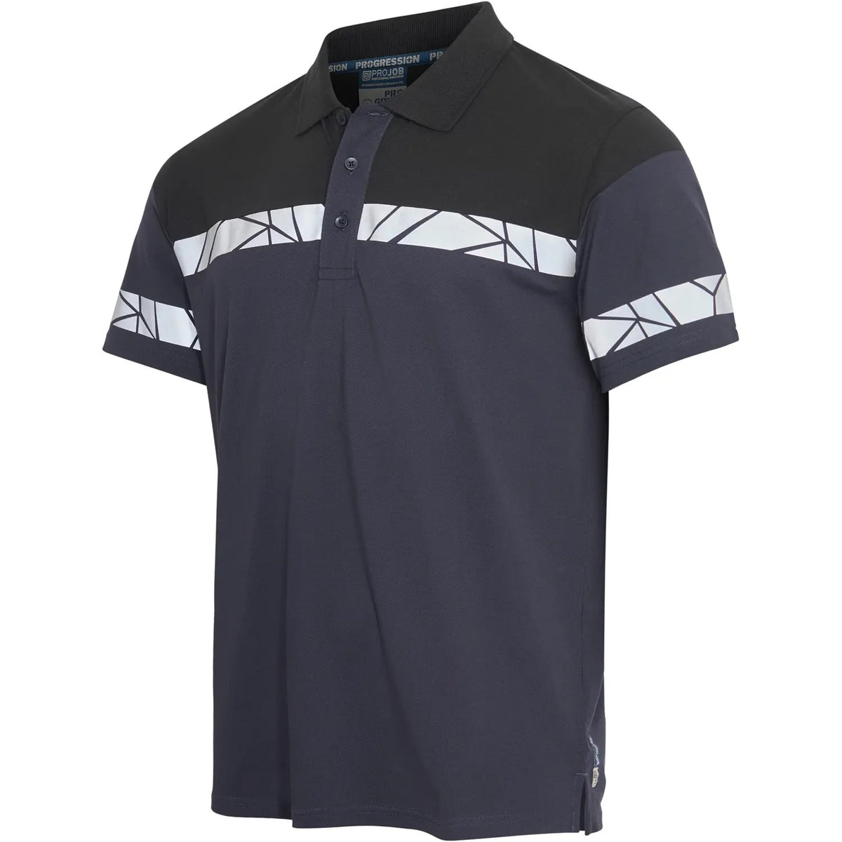Navy-Black - Pack Shot - Projob Mens Progression 7003 Pique Polo Shirt