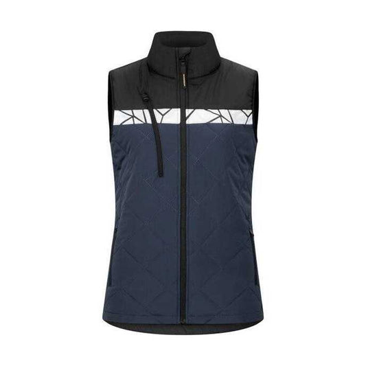 Navy-Black - Front - Projob Womens-Ladies Progression Diamond Quilt Recycled Polyester Work Vest Top