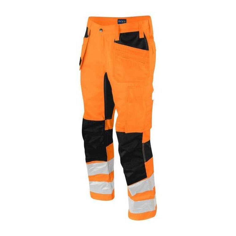 Orange-Black - Pack Shot - Projob Mens 6570 Stretch Work Trousers